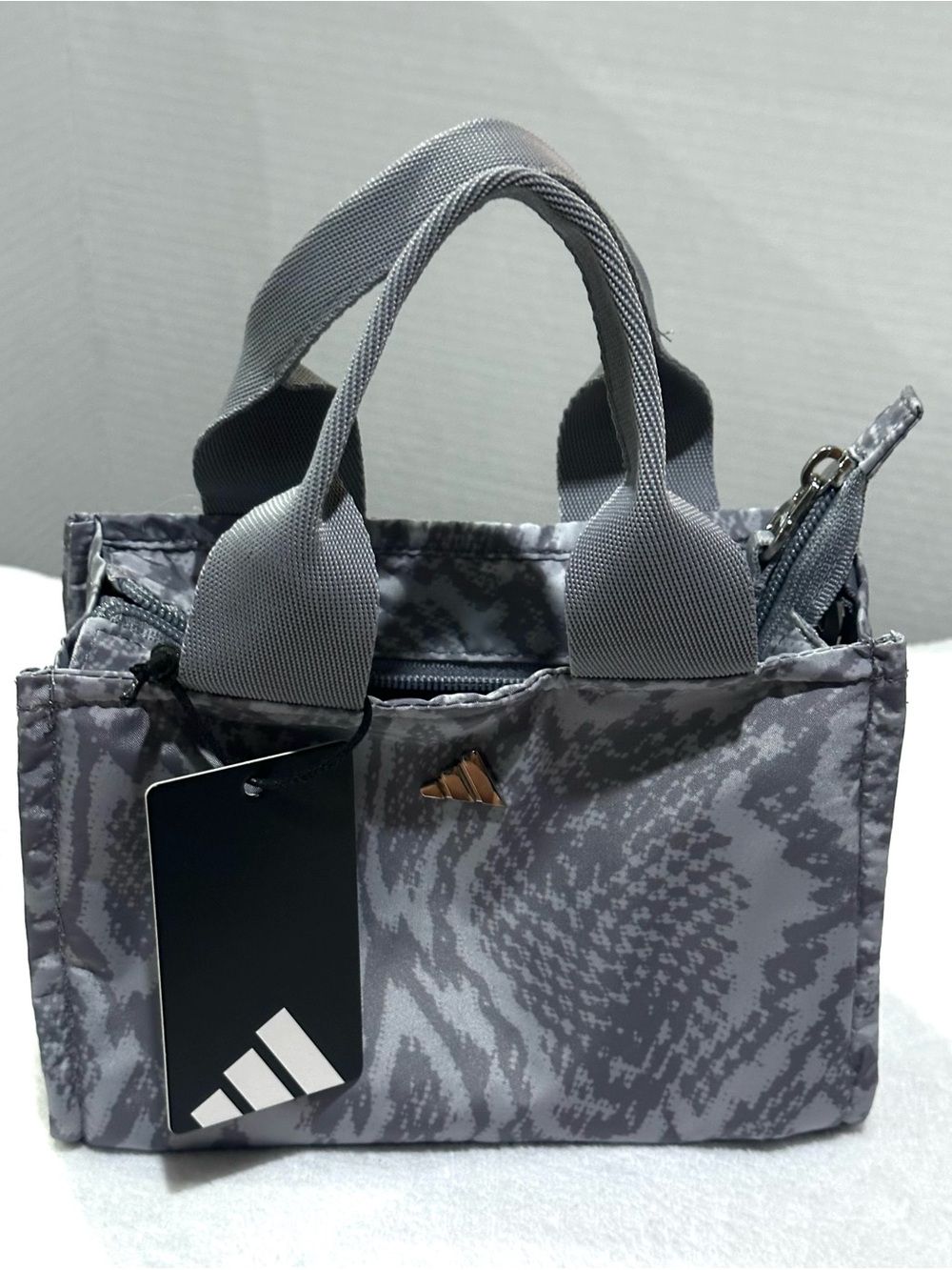 adidas Gray Patterned Mini Handbag with Top Handles